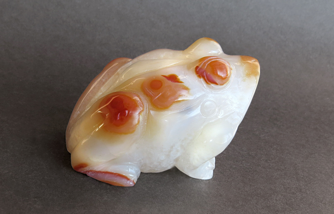 瑪瑙石 カエル置物　メノウ石　お金がカエル置物　パワーストーン置物 幸石堂 金運祈願 グリーンクォーツの金蛙 置物- ショップチャンネル